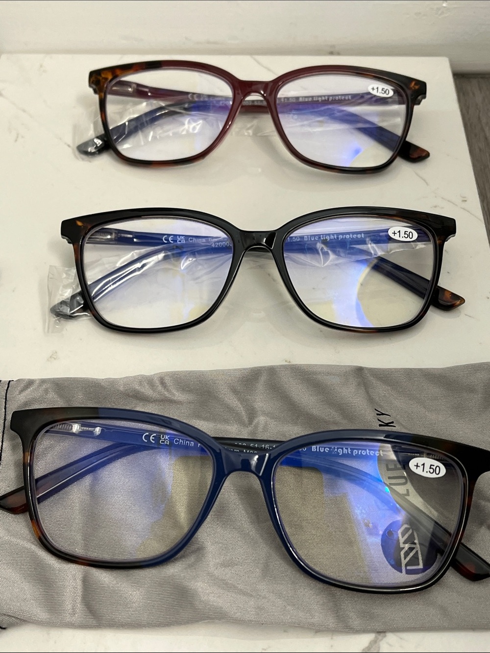 Bluemoky blue light blocking readers 1.50 lot of 3 for men or women
